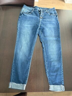 Unbranded Skinny Ankle Jeans Med Wash Distressed Fray Cuffed Hem Size XL